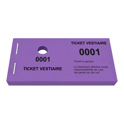 Carnet de tickets vestiaire non responsable avec trou - 1000 tickets