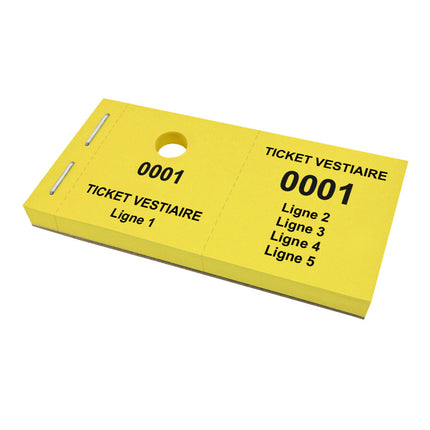 Carnet de tickets vestiaire avec propre texte avec 5 lignes - 1000 tickets