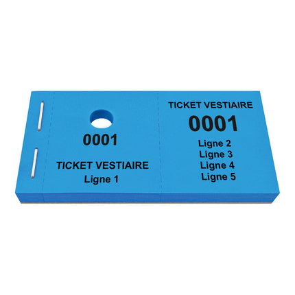 Carnet de tickets vestiaire avec propre texte avec 5 lignes - 1000 tickets