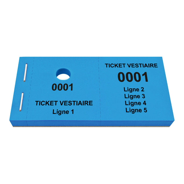 Carnet de tickets vestiaire avec propre texte avec 5 lignes - 1000 tickets