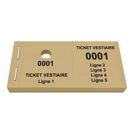 Carnet de tickets vestiaire avec propre texte avec 5 lignes - 1000 tickets
