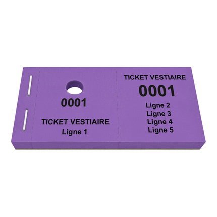 Carnet de tickets vestiaire avec propre texte avec 5 lignes - 1000 tickets