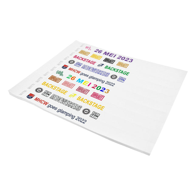 Bracelets personnalisés blancs Tyrex - 100 bracelets