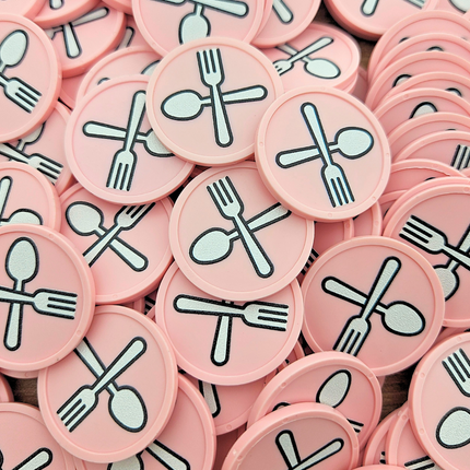 Jetons pour buvette couverts fourchette & cuillère Ø29 mm - 100 pièces