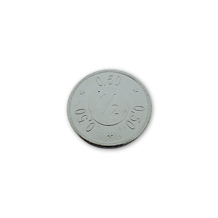 Échantillon : jeton pour monnayeur format 0,50 € en acier nickelé - 1 pièce