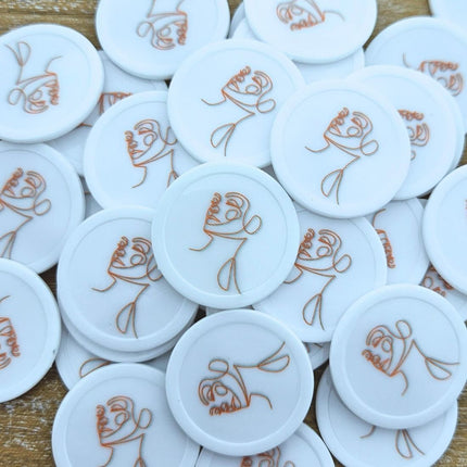 Jetons personnalisés blancs - Ø28 mm - 100 pièces