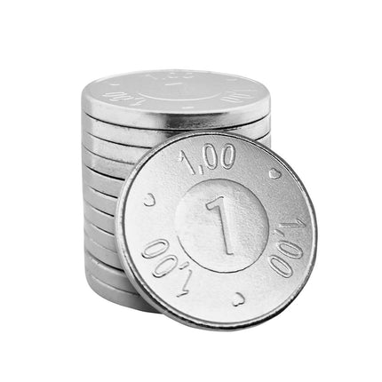Échantillon : jeton pour monnayeur format 1,00 € en acier nickelé - 1 pièce