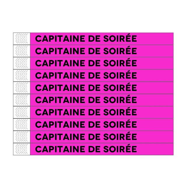 Bracelets Capitaine de soirée Tyrex - 100 bracelets