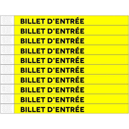 Bracelets Billet d'entrée Tyrex - 100 bracelets