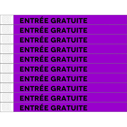 Bracelets Entrée gratuite Tyrex - 100 bracelets