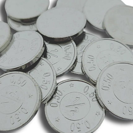Jetons pour monnayeur acier nickelé format 0,50 € - 100 pièces