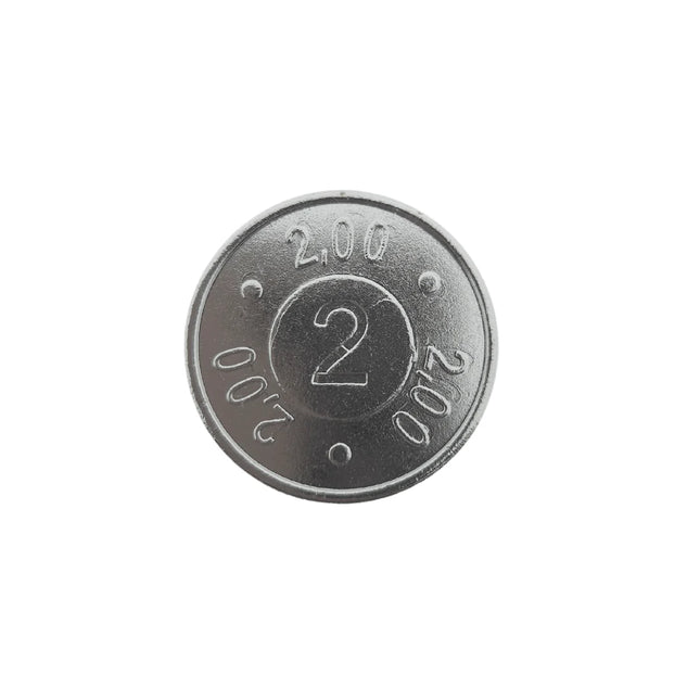 Jetons caddie acier nickelé format 2 € - 100 pièces