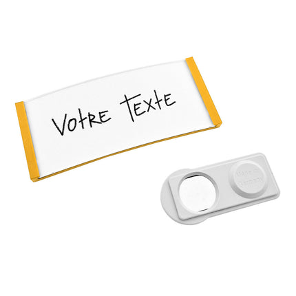 Badge nominatif jaune vierge Polar avec aimant - par pièce