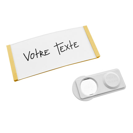 Badge nominatif doré vierge Polar avec aimant - par pièce