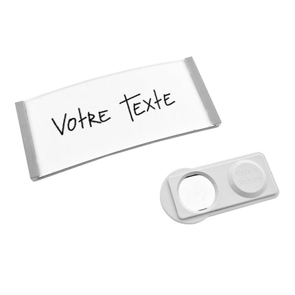 Badge nominatif gris clair vierge Polar avec aimant - par pièce