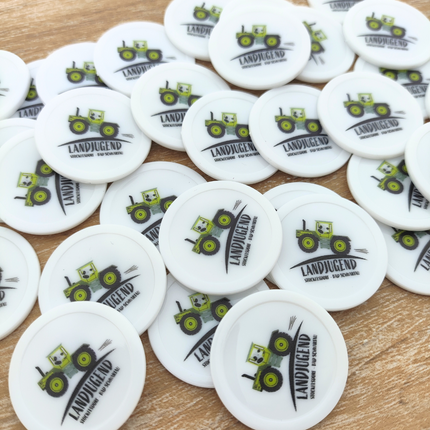 Jetons personnalisés blancs - Ø28 mm - 100 pièces