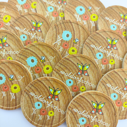 Jetons personnalisés avec motif en bois -  Ø29 mm - 100 pièces