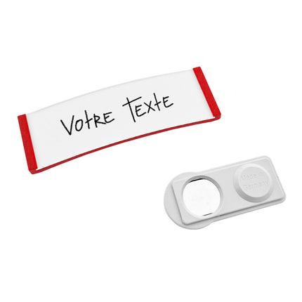 Badge nominatif rouge vierge Polar avec aimant - par pièce