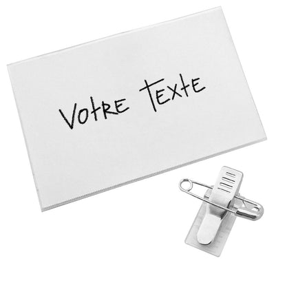 Badge nominatif acétate avec pince crocodile - 90 x 60 mm - par pièce