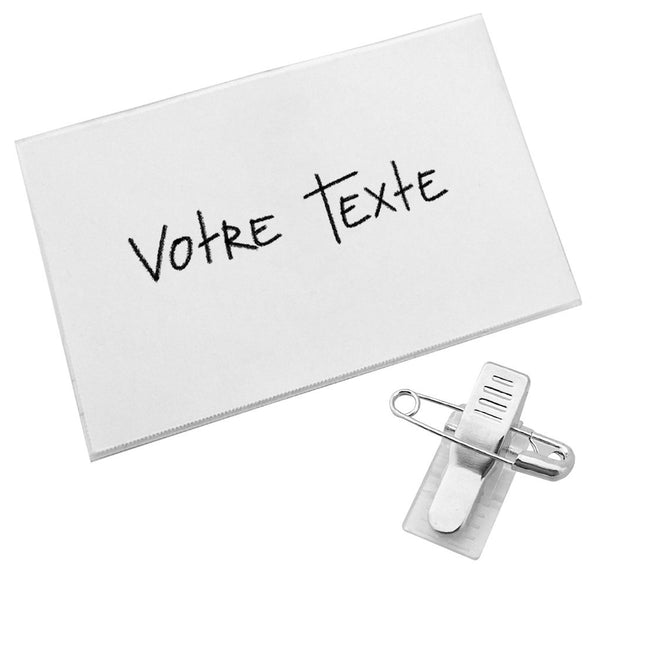 Badge nominatif acétate avec pince crocodile - 90 x 60 mm - par pièce