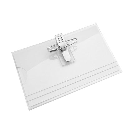 Badge nominatif acétate avec pince crocodile - 90 x 60 mm - par pièce