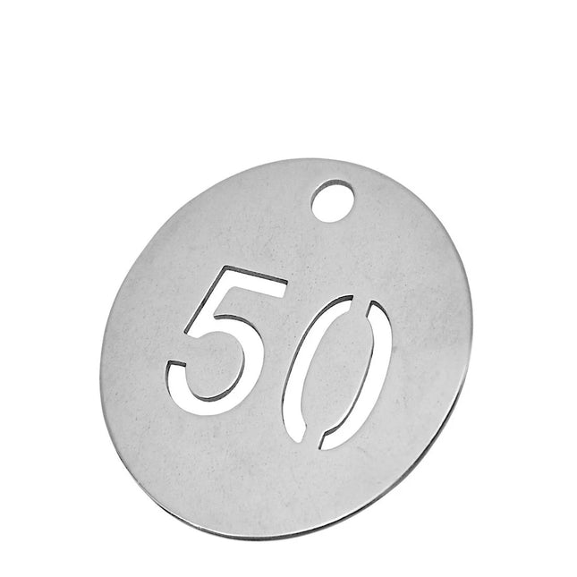 Porte-clés numéroté en acier inoxydable - 30 mm rond