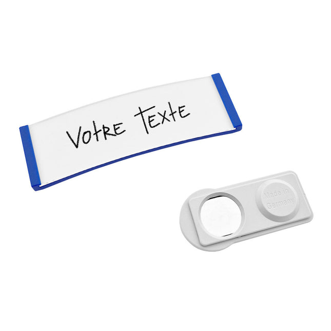 Badge nominatif bleu vierge Polar avec aimant - par pièce