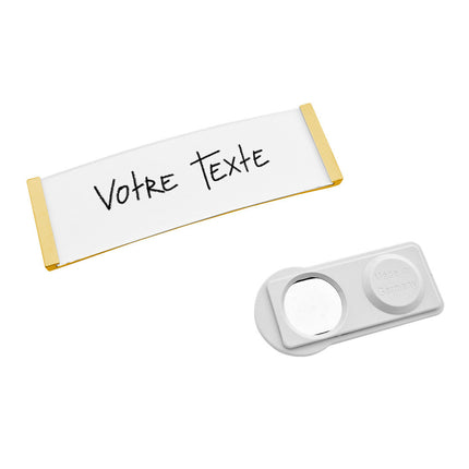 Badge nominatif doré vierge Polar avec aimant - par pièce