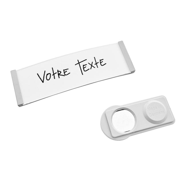Badge nominatif argenté vierge Polar avec aimant - par pièce