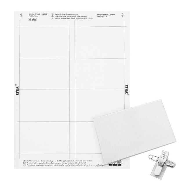 Insert papier pour badge nominatif acétate - par feuille