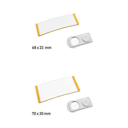 Badge nominatif jaune vierge Polar avec aimant - par pièce