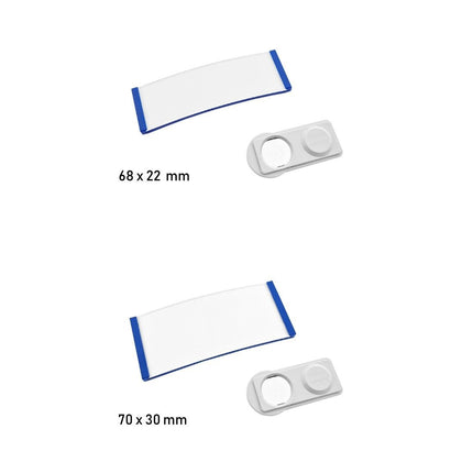 Badge nominatif bleu vierge Polar avec aimant - par pièce