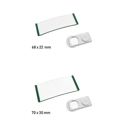 Badge nominatif vert vierge Polar avec aimant - par pièce