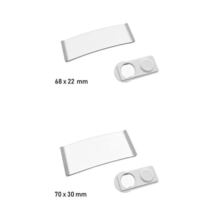 Badge nominatif gris clair vierge Polar avec aimant - par pièce