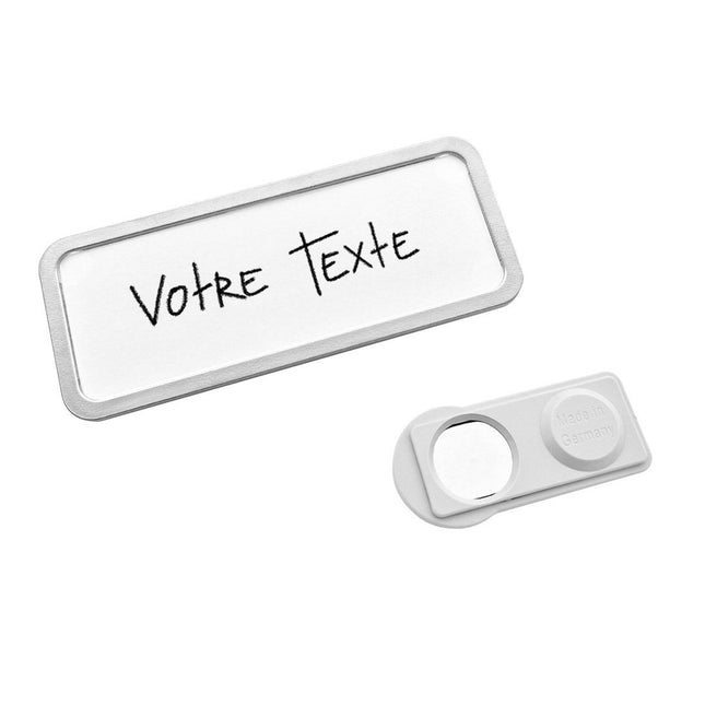 Badge nominatif argenté Office - à partir de 10 pièces