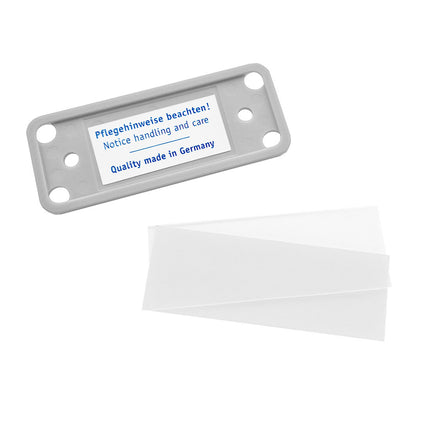Badge nominatif gris clair Office - à partir de 10 pièces