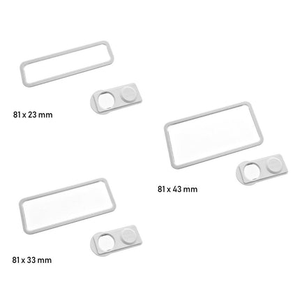 Badge nominatif gris clair Office - à partir de 10 pièces