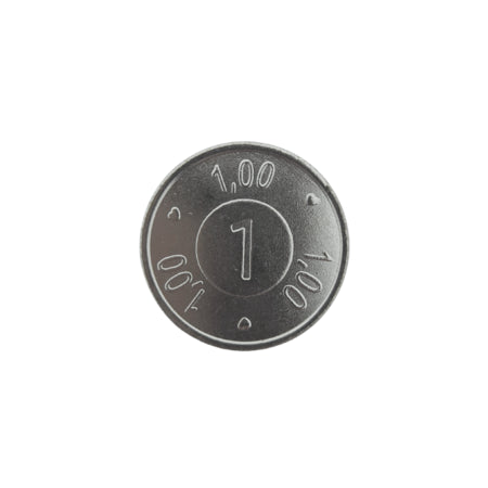 Jetons caddie acier nickelé format 1 € - 100 pièces