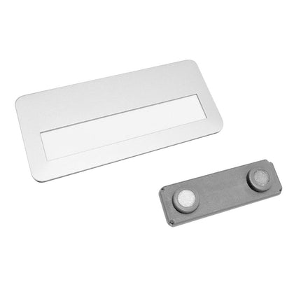Badge nominatif aluminium Alustar avec aimant - 74 x 36 mm - par pièce