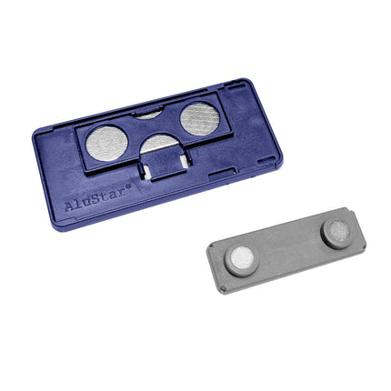 Badge nominatif aluminium Alustar avec aimant - 74 x 36 mm - par pièce