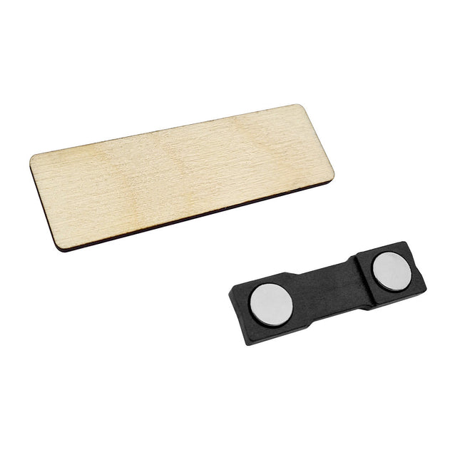 Badge nominatif en bois  - 70 x 20 mm - par pièce