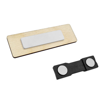 Badge nominatif avec propre texte en bois - 70 x 20 mm - par pièce