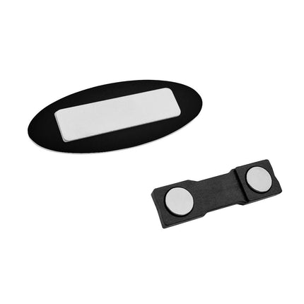 Badge nominatif ovale en plastique avec propre texte - 65 x 25 mm - par pièce