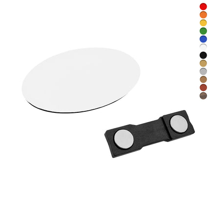 Badge nominatif ovale en plastique - 65 x 35 mm - par pièce