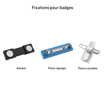 Badge nominatif en plastique avec propre texte - 72 x 30 mm - par pièce