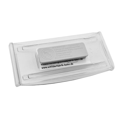 Badge nominatif transparent Event avec aimant - 80 x 37 mm - par pièce