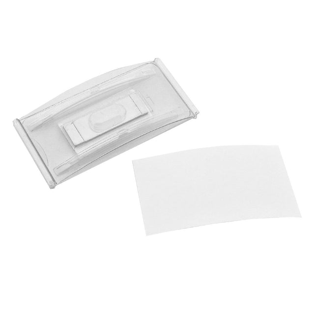 Badge nominatif transparent Event avec aimant - 80 x 37 mm - par pièce