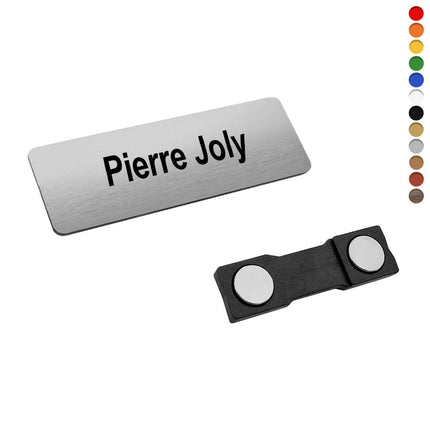 Badge nominatif en plastique avec propre texte - 70 x 20 mm - par pièce
