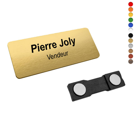Badge nominatif en plastique avec propre texte - 72 x 30 mm - par pièce