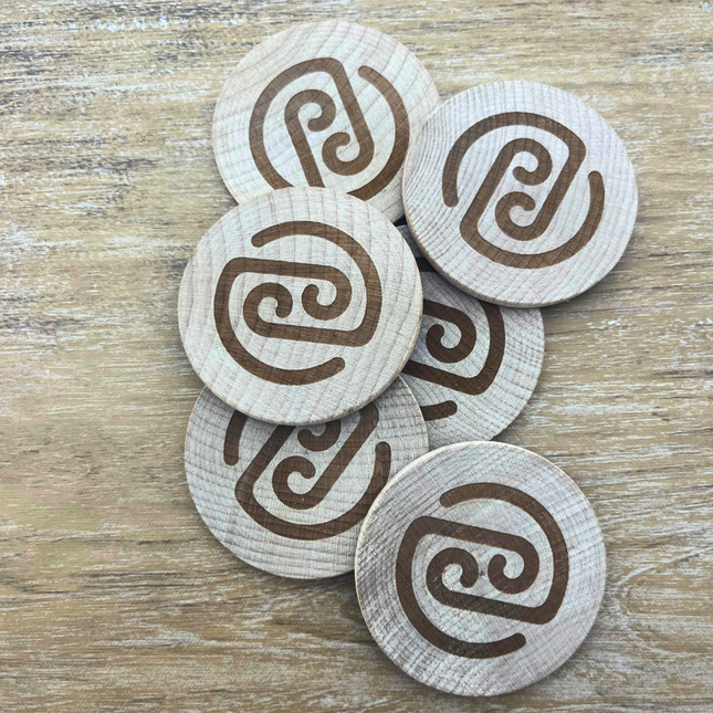 Jetons personnalisés gravés en bois -  Ø50 mm - 100 pièces